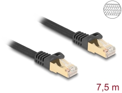 80321 Delock RJ45 Network Cable with braided jacket Cat.6A S/FTP plug to plug 7.5 m black