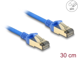 80331 Delock Síťový kabel RJ45, Cat.8.1, F/FTP, tenký, 0,3 m, modrý
