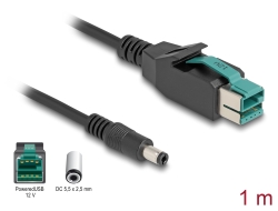 80495 Delock PoweredUSB-kabel hane 12 V till DC 5,5 x 2,5 mm hane 1 m