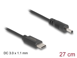 85403 Delock Napájecí kabel z konektoru USB Type-C™ na stejnosměrný konektor 3,0 x 1,1 mmý, 27 cm