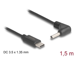 85393 Delock USB Type-C™ kabel za napajanje na DC 3,5 x 1,35 mm muški kutni 1,5 m