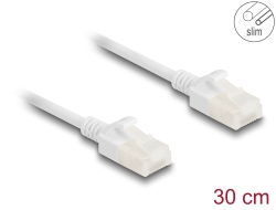 80357 Delock RJ45 Network Cable Cat.6A plug to plug with robust latch for industrial use U/UTP Slim 0.3 m white
