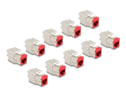 88115 Delock Keystone Modul RJ45 jack to LSA Cat.6A toolfree red set 10 pieces
