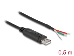 64242 Delock Adapter kábel A-típusú USB 2.0 - soros RS-485 3 nyílt vezetékvéggel 0,5 m