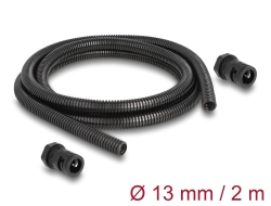 60462 Delock Manșon de protecție a cablului 2 m x 13 mm cu set de manșon de legătură PG9 negru