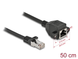 86999 Delock Cable de extensión de red S/FTP RJ45 macho a RJ45 hembra Cat.6A 50 cm negro