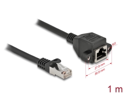 87001 Delock Cablu extensie de rețea S/FTP RJ45 tată la RJ45 mamă Cat.6A, 1 m, negru