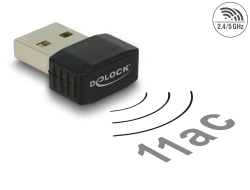 12461 Delock USB 2.0 Bandă duală WLAN ac/a/b/g/n Stick Nano 433 + 150 Mbps
