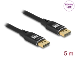 80623 Delock DisplayPort Kabel 8K 60 Hz 5 m schwarz Metall