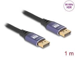 80600 Delock DisplayPort kabel 8K 60 Hz 1 m metalowy fioletowy