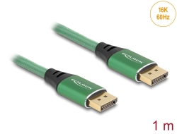 80629 Delock Cable DisplayPort 16K 60 Hz 1 m metal verde