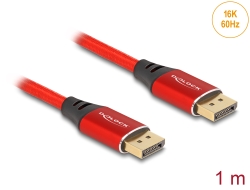 80631 Delock Cablu DisplayPort 16K 60 Hz 1 m metal roșu