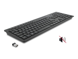 12004 Delock Vezetéknélküli USB klaviatúra 2,4 GHz Fekete - Néma