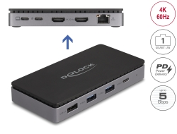 88271 Delock USB Type-C™ dokkolóállomás 4K - hoz kettős HDMI MST / USB / Gibabit LAN / PD 3.0 85 W