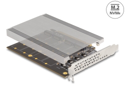 90210 Delock Κάρτα PCI Express x16 προς 4 x εσωτερική NVMe M.2 Key M με απαγωγέα θερμότητας - Διακλάδωση (ΜxΠ 145 x 111 mm)