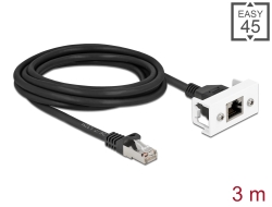 87116 Delock Cat.6A hálózat kibővítő kábel Easy 45 modulhoz S/FTP RJ45 apa - RJ45 anya, 3 m, fekete