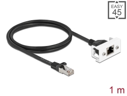 87111 Delock Cablu de extensie de rețea pentru modul Easy 45 S/FTP RJ45 tată la RJ45 mamă Cat.6A, 1 m, negru