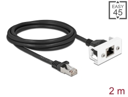 87112 Delock Cablu de extensie de rețea pentru modul Easy 45 S/FTP RJ45 tată la RJ45 mamă Cat.6A, 2 m, negru