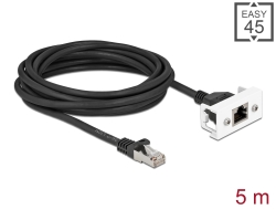 87123 Delock Cablu de extensie de rețea pentru modul Easy 45 S/FTP RJ45 tată la RJ45 mamă Cat.6A, 5 m, negru