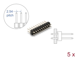 66698 Delock Złącze szpilkowe pin header 10 pin, odstęp 2,54 mm, 2-rząd, proste, 5 szt.