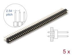 66700 Delock Złącze szpilkowe pin header 40 pin, odstęp 2,54 mm, 2-rząd, proste, 5 szt.