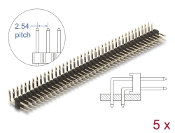 66703 Delock Pin header a 40 pin, passo 2,54 mm, 2 fila, angolato 5 pezzi