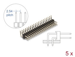 66702 Delock Pin header a 20 pin, passo 2,54 mm, 2 fila, angolato 5 pezzi