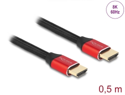 85772 Delock Ultra High Speed HDMI-kabel 48 Gbps 8K 60 Hz röd 0,5 m certifierad