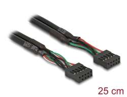 82029 Delock Cablu cu conector mamă cu pini USB 2.0 de 2,54 mm cu 10 pini la mamă cu pini USB 2.0 de 2,54 mm cu 10 pini de 25 cm