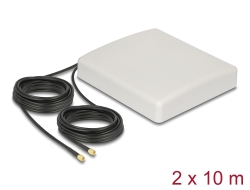 89891 Delock LTE MIMO Antenna 2 x SMA Plug 8 dBi directional with connection cable RG-58 10 m white outdoor