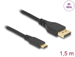 86040 Delock Câble bidirectionnel USB Type-C™ à DisplayPort (Mode DP Alt) 8K 60 Hz, 1,5 m DP 8K certifié