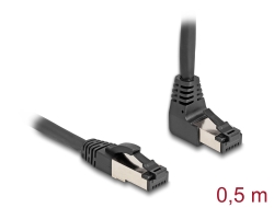 80393 Delock RJ45 hálózati kábel Cat.8.1 S/FTP 90° fokban felfelé hajló / egyenes 0,5 m fekete