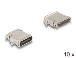 66755 Delock Conector USB 5 Gbps USB Type-C™ hembra SMD de 24 pines para montaje en soldadura resistente al agua 10 piezas