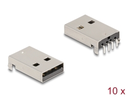 66757 Delock USB 2.0 Type-A femelle, connecteur THT 4 broches pour montage traversant, angulé 90°, 10 unités
