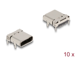 66805 Delock USB 5 Gbps USB Type-C™ femelle, connecteur SMD 24 broches pour montage à souder, 10 unités