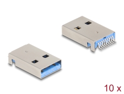66946 Delock Conector SMD USB 5 Gbps Tipo-A macho de 9 pines para montaje en soldadura en ángulo de 90° 10 piezas