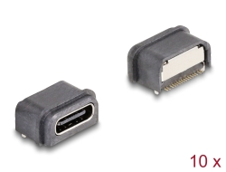 66947 Delock USB 5 Gbps USB Type-C™ hona 16-polig SMD-kontakt för lödmontage vattentät 10 styck