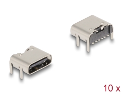 66949 Delock USB 5 Gbps USB Type-C™ femelle, connecteur SMD 6 broches pour montage à souder, angulé 90°, 10 unités