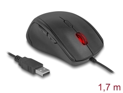 12548 Delock Ergonomisk optisk USB-datormus med 5 knappar - för vänsterhänta
