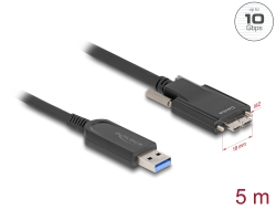 83211 Delock Aktív optikai kábel USB 10 Gbps-A apa > USB 10 Gbps Micro-B Típusú dugó csavarokkal ellátott 5 m