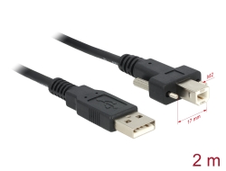 83595 Delock Câble USB 2.0 type A mâle > USB 2.0 type B mâle avec vis 2 m