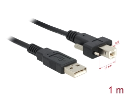 83594 Delock Cable USB 2.0 type A male > USB 2.0 type B male with screws 1 m