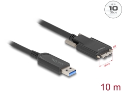 83213 Delock Aktív optikai kábel USB 10 Gbps-A apa > USB 10 Gbps Micro-B Típusú dugó csavarokkal ellátott 10 m