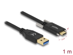 83718 Delock Καλώδιο SuperSpeed USB 10 Gbps (USB 3.2 Gen 2) Τύπου-A αρσενικό προς αρσενικό μαύρο USB Type-C™ με βίδες στις 1 m