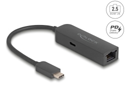 66938 Delock Αντάπτορας USB Type-C™ προς 2,5 Gigabit LAN με θύρα Μεταφοράς Ενέργειας 100 watt