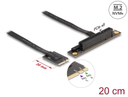 64219 Delock M.2 Key A+E till PCIe x8 NVMe-adapter vinklad med 20 cm kabel