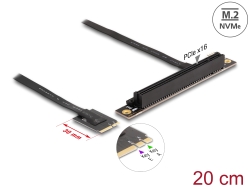 64220 Delock M.2 Key A+E na PCIe x16 NVMe adapter zakrivljeni, s kabelom od 20 cm
