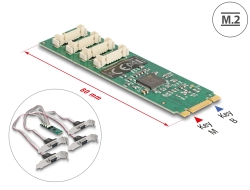 95269 Delock M.2 Card to 4 x Serial RS-232 DB9 with Standard and Low Profile slot brackets