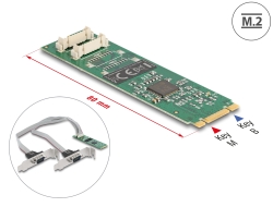 95270 Delock M.2 Card to 2 x Serial RS-232 DB9 with Standard and Low Profile slot brackets