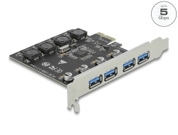 90509 Delock PCI Express x1-kort till 4 x extern USB Typ-A hona SuperSpeed USB (USB 3.2 Gen 1)